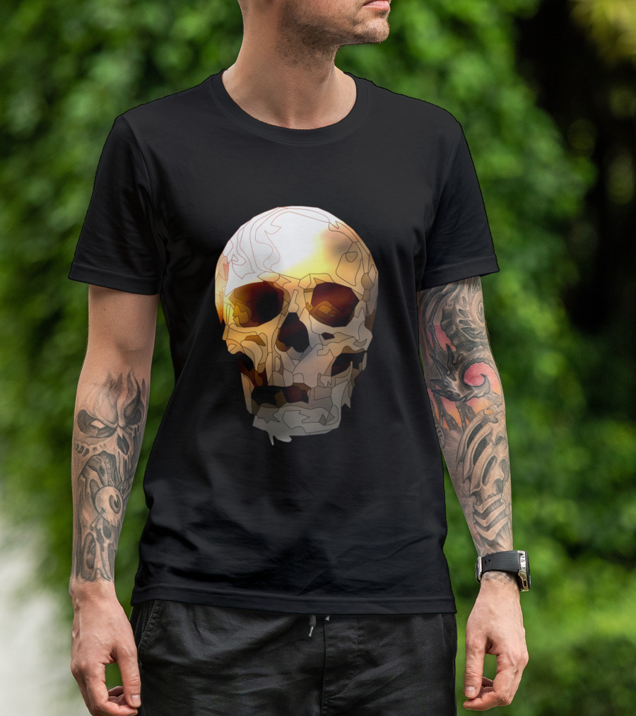 Skull Brown Abstract Shadowed Light Shades T-Shirt