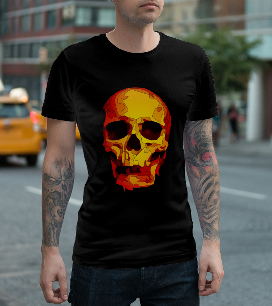 Skull Orange Red Yellow Layers T-Shirt