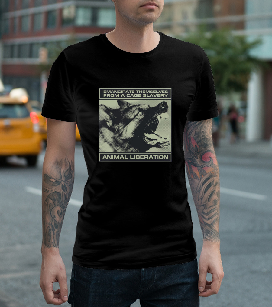EMANCIPATE THEMSELVES FROM A CAGE SLAVERY ANIMAL LIBERATION T-Shirt