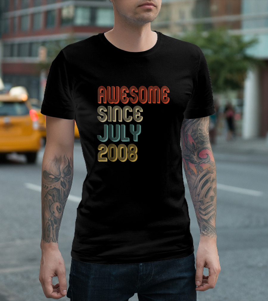 Awesome Since July 2008 Retro Typography T-Shirt