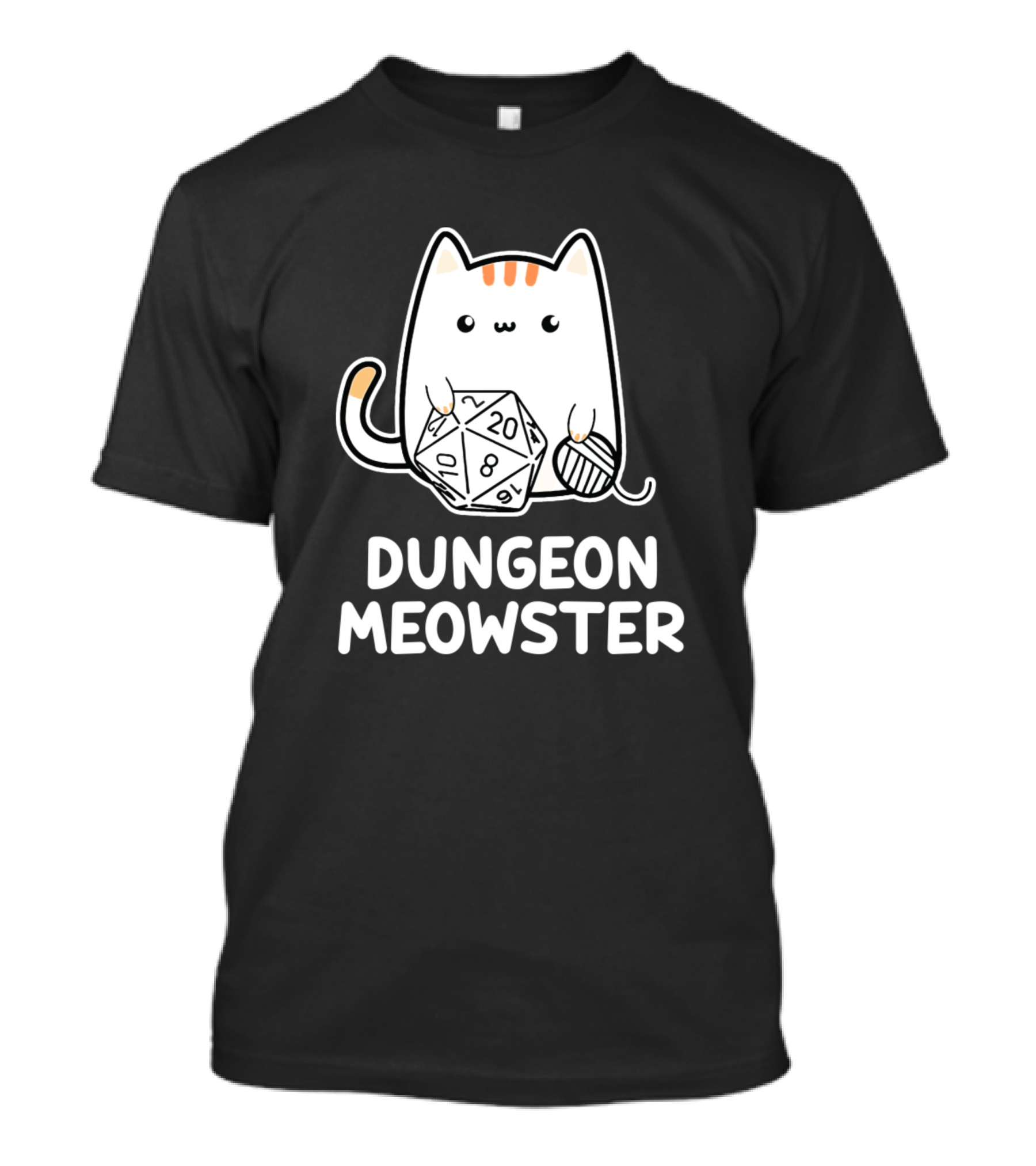 Dungeon Meowster Cat With 20-Sided Die And Yarn T-Shirt