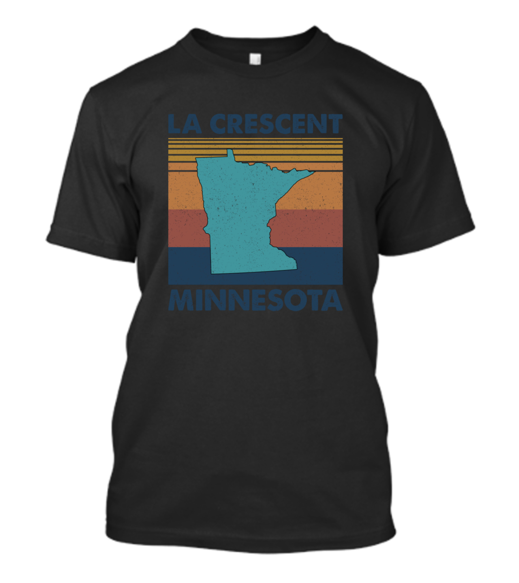 La Crescent Minnesota Vintage Map Retro Stripe T-Shirt
