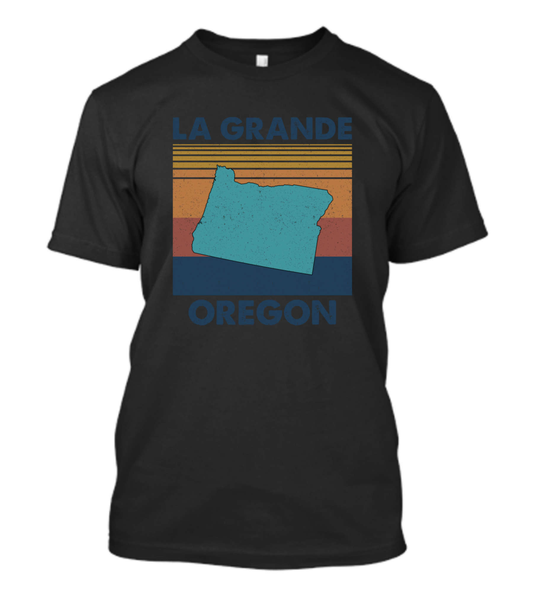 La Grande Oregon Vintage Stripes State Map T-Shirt
