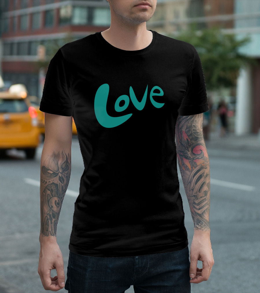 Love Word in Light Turquoise Color T-Shirt