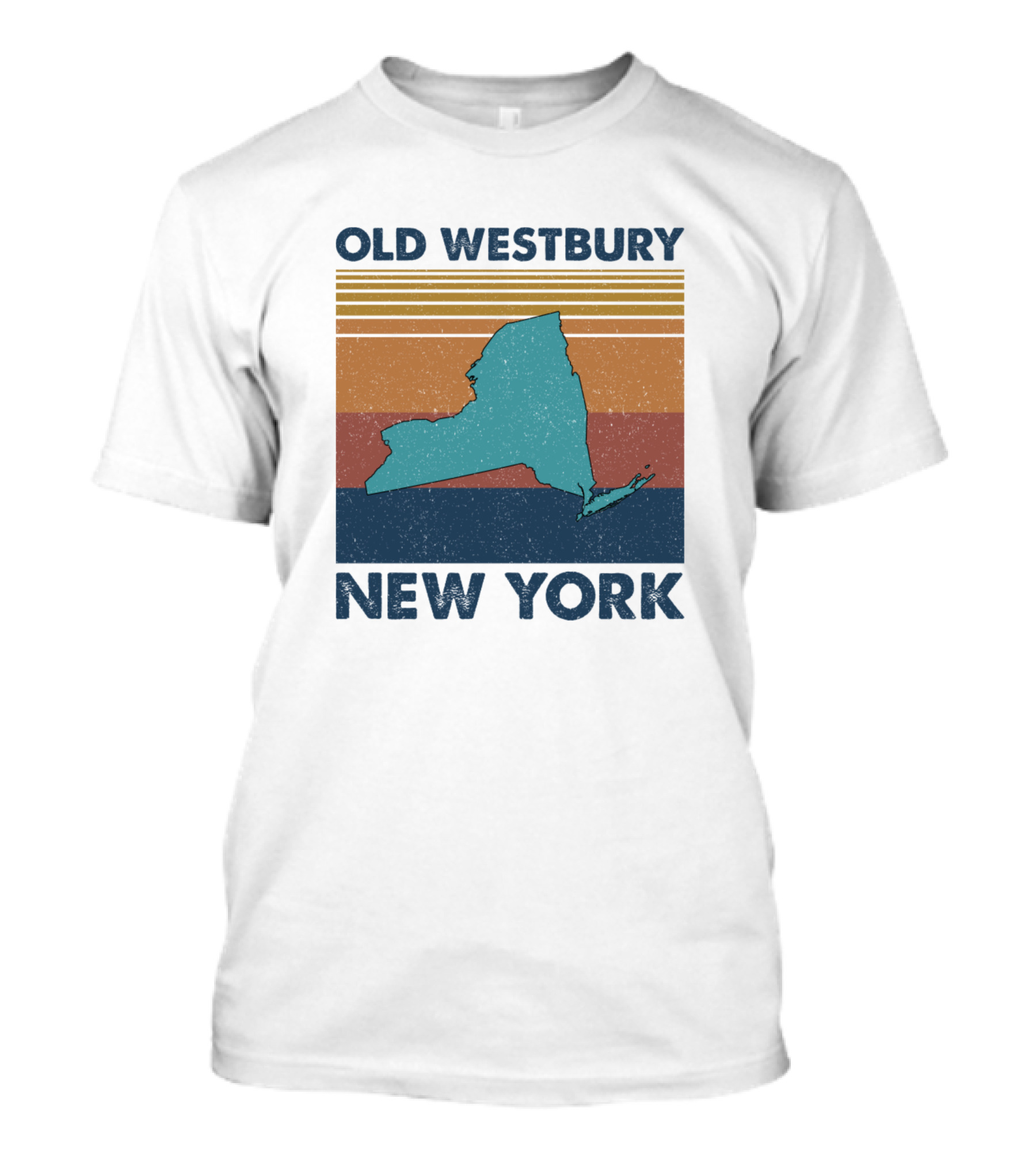 Old Westbury New York Vintage Stripes Map T-Shirt