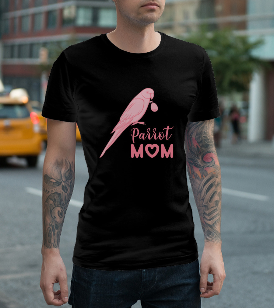 Parrot Mom Rose Bird with Heart T-Shirt