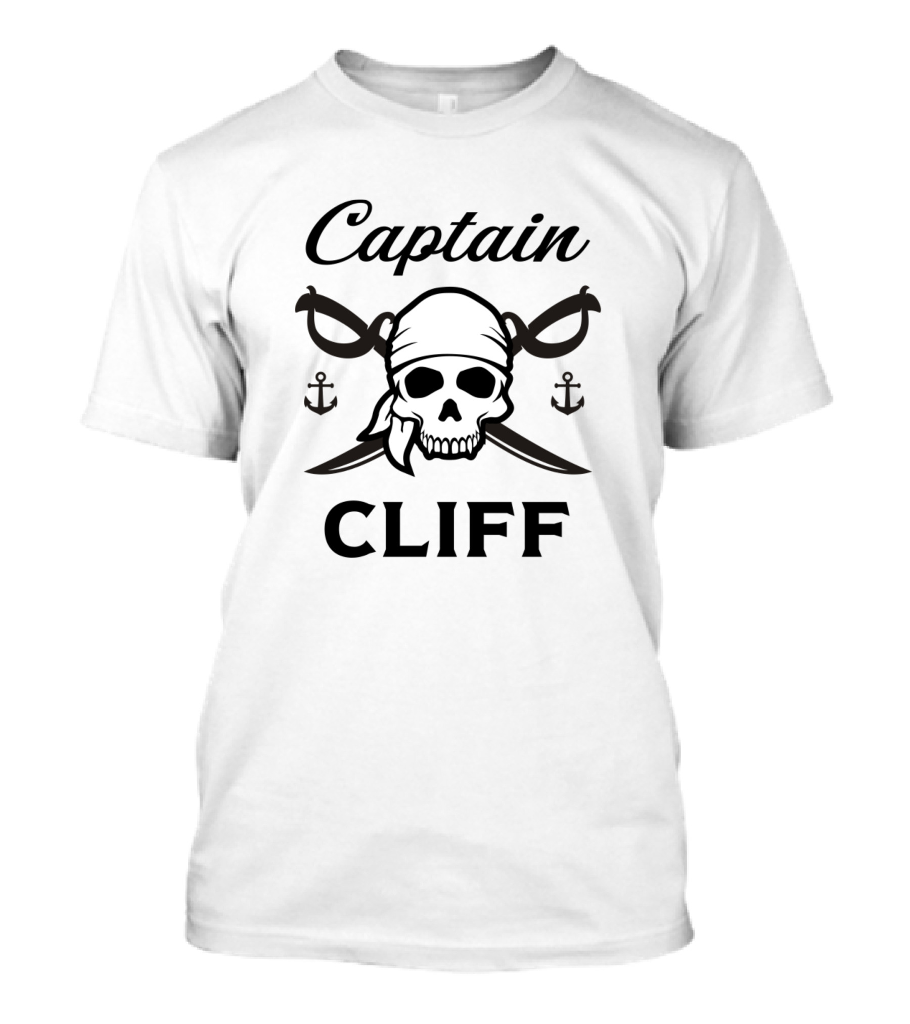 Captain Cliff Personalized Pirate Skull T-Shirt