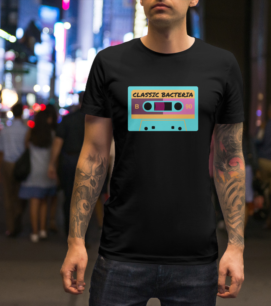 Classic Bacteria Retro Cassette Tape Funny Micro B90 T-Shirt