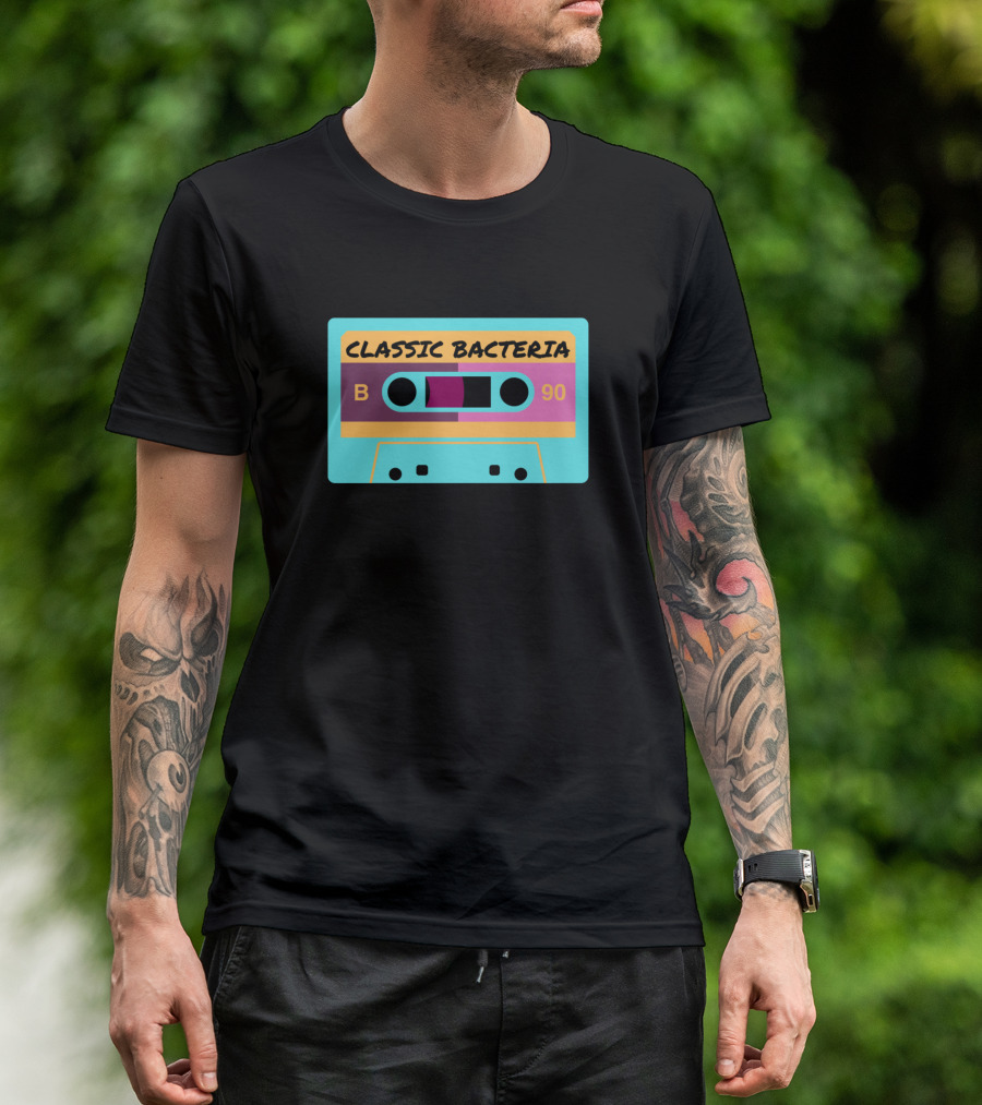 Classic Bacteria Retro Cassette Tape Funny Micro B90 T-Shirt