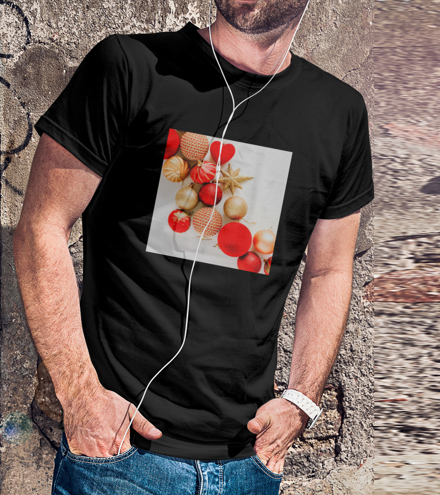 Shiny Red And Gold Christmas Tree Ornament Collection T-Shirt