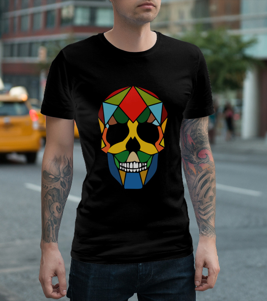 Skull Colorful Geometric Skull T-Shirt