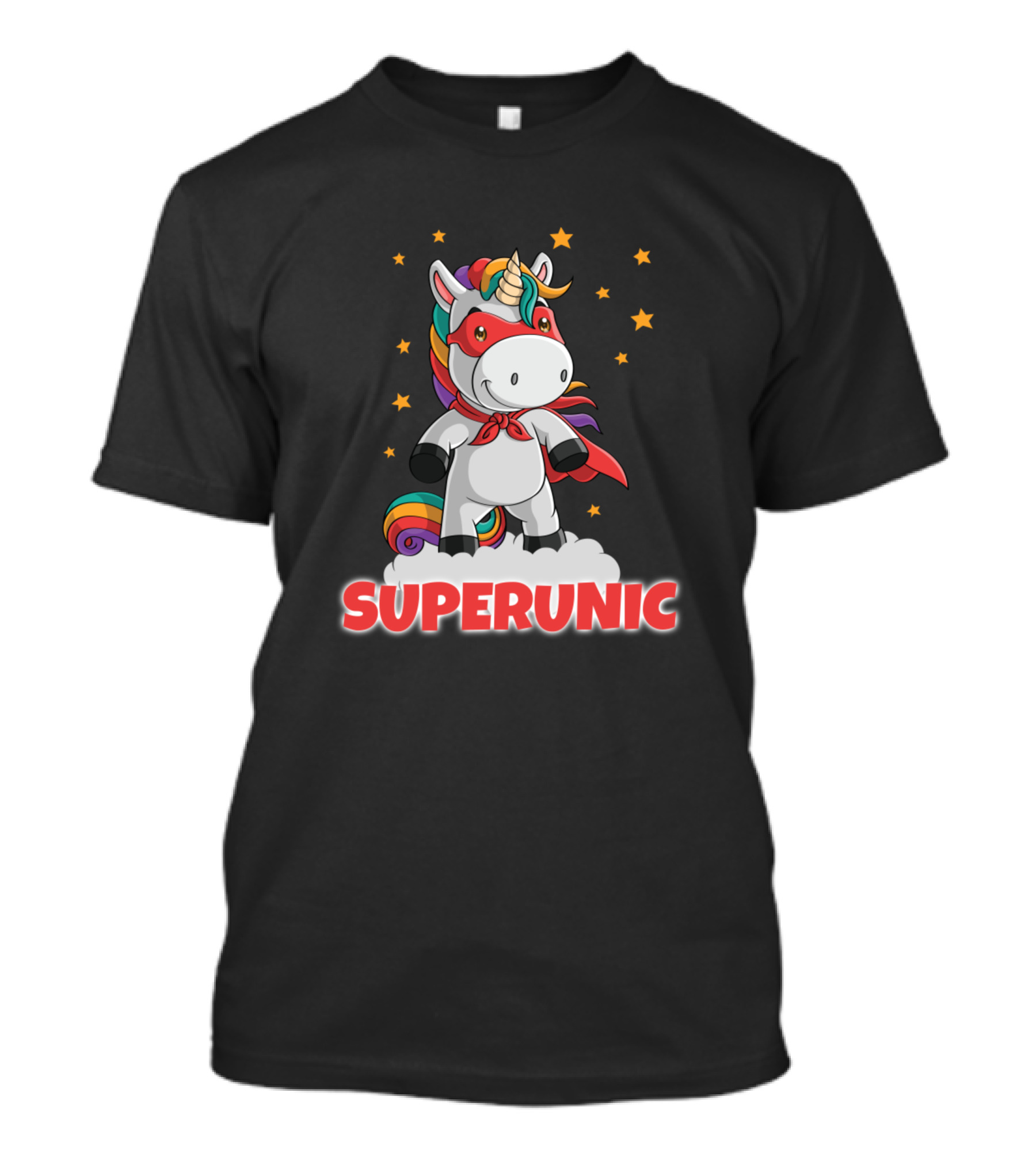 Superunic Rainbow Unicorn Superhero With Stars T-Shirt