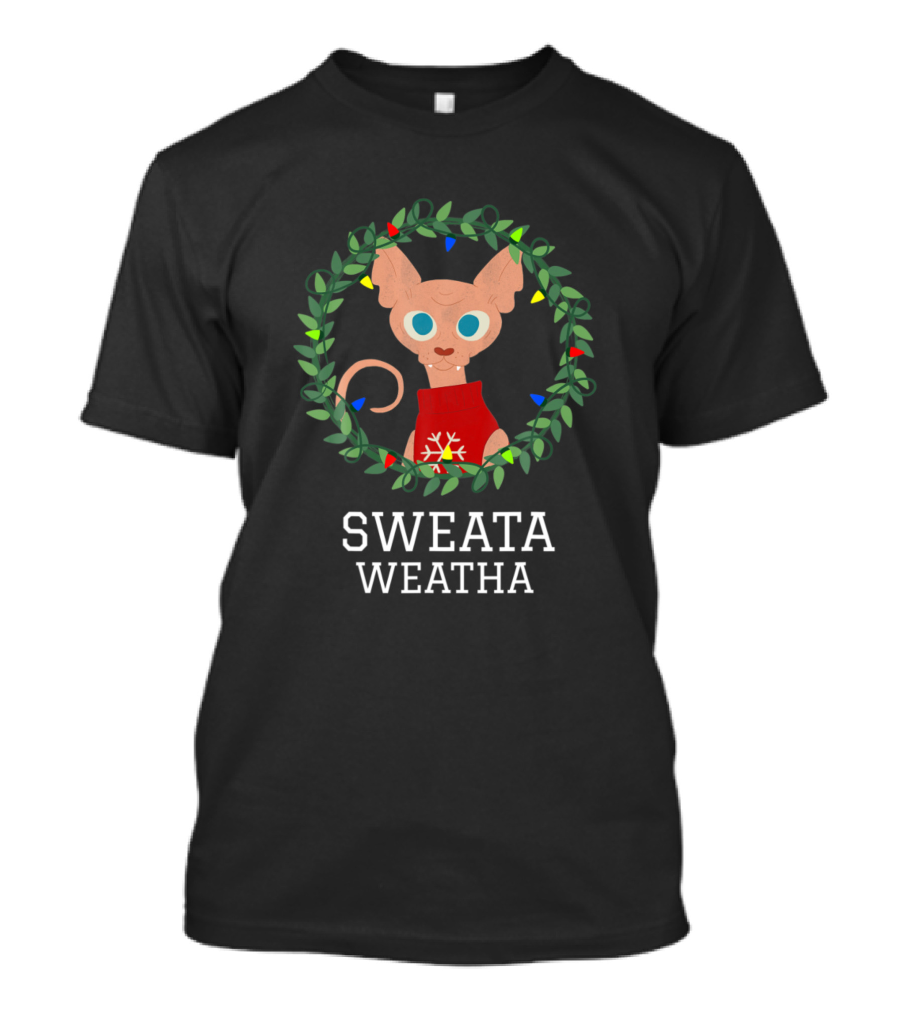Sweata Weatha Cat In Festive Wreath T-Shirt