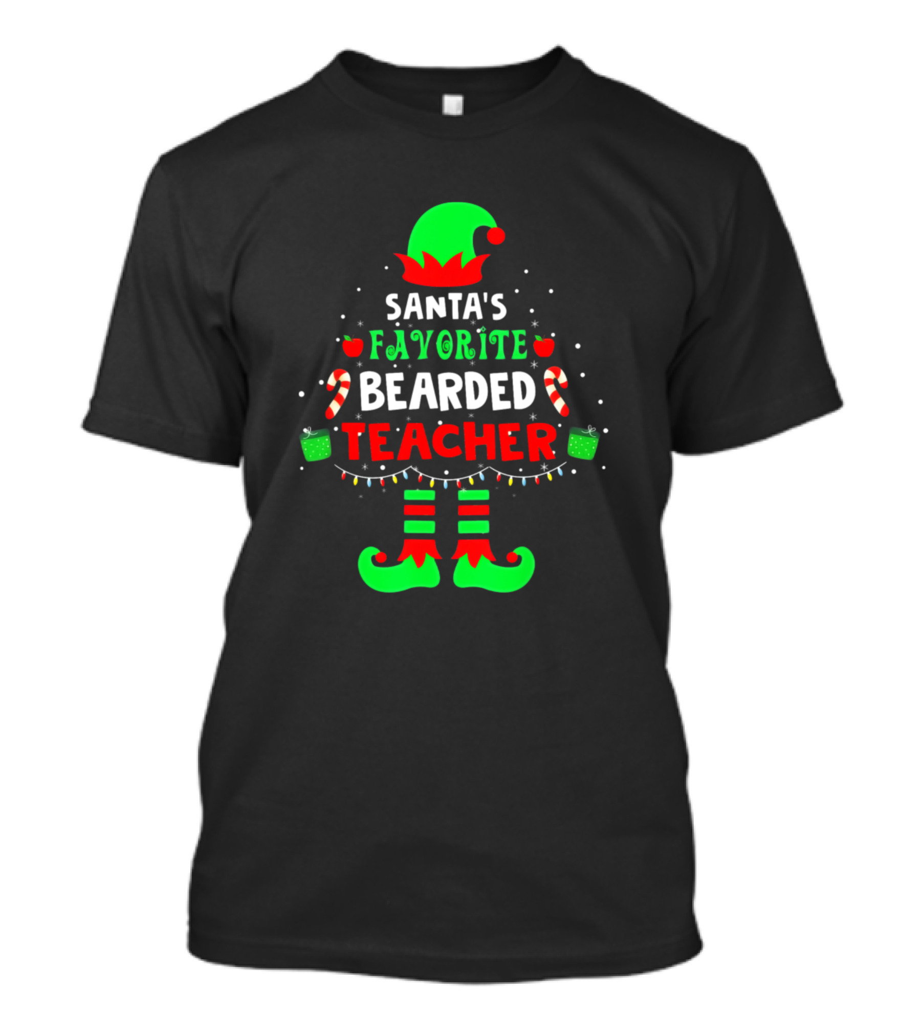 Santa's Favorite Bearded Teacher Christmas Man T-Shirt