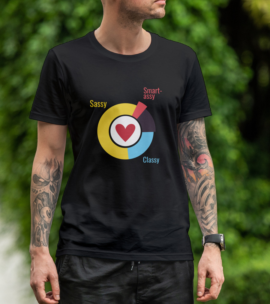 Sassy Smart-Assy Classy Heart Pie Chart Diagram T-Shirt