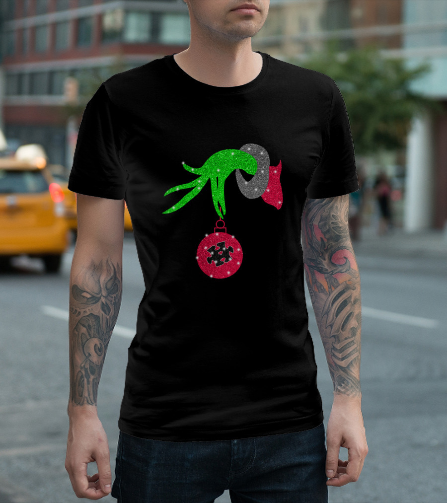 Grinch Hand Holding Autism Puzzle T-Shirt