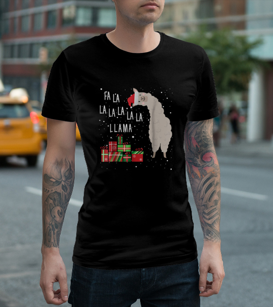 Fa La La La La Llama Christmas Santa T-Shirt