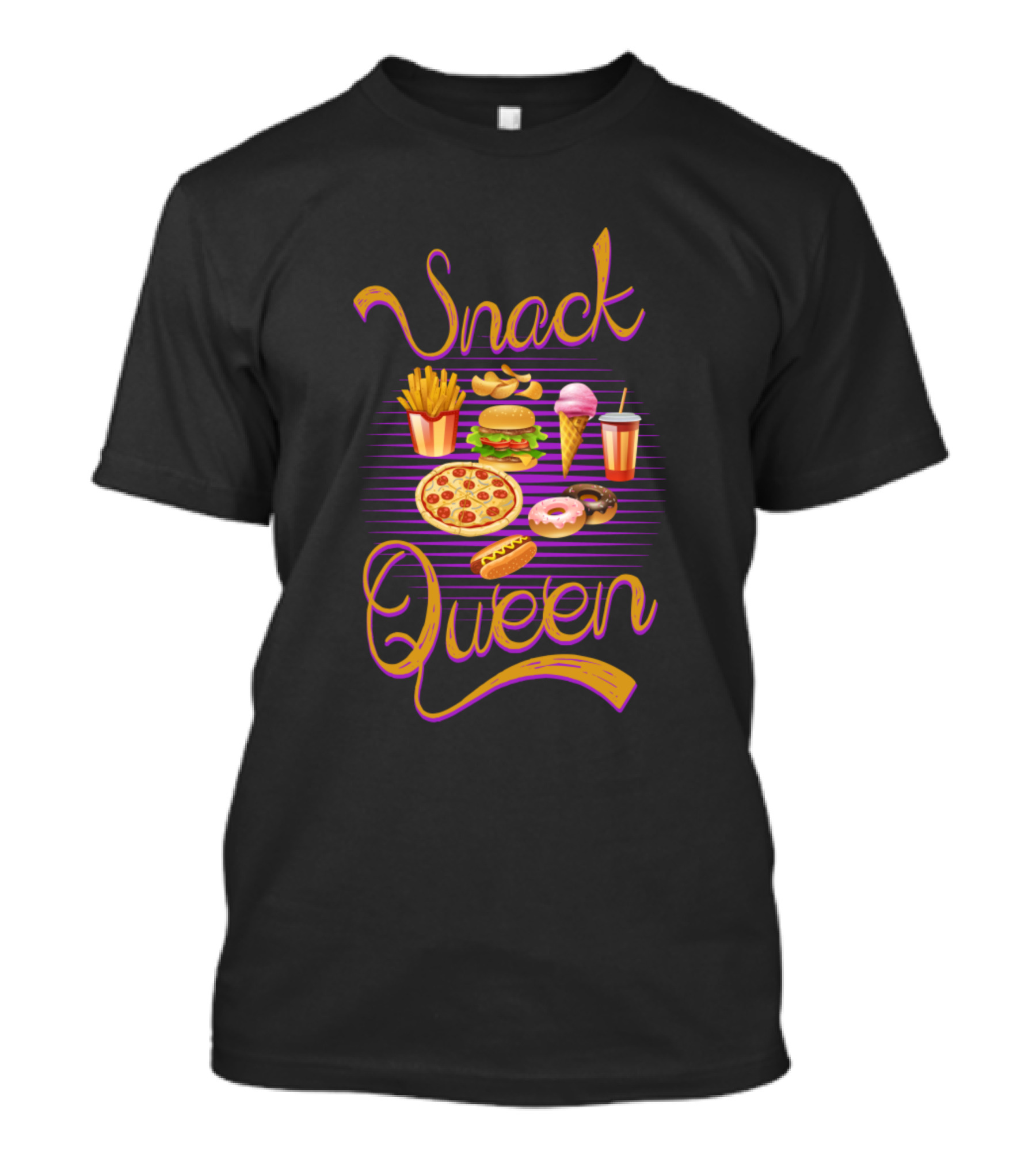 Snack Queen Midnight Pizza Burger Fries Donuts Ice Cream Foodie Girl T-Shirt