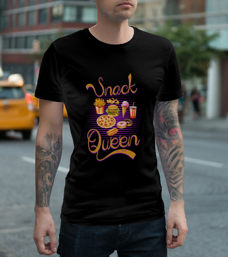 Snack Queen Midnight Pizza Burger Fries Donuts Ice Cream Foodie Girl T-Shirt