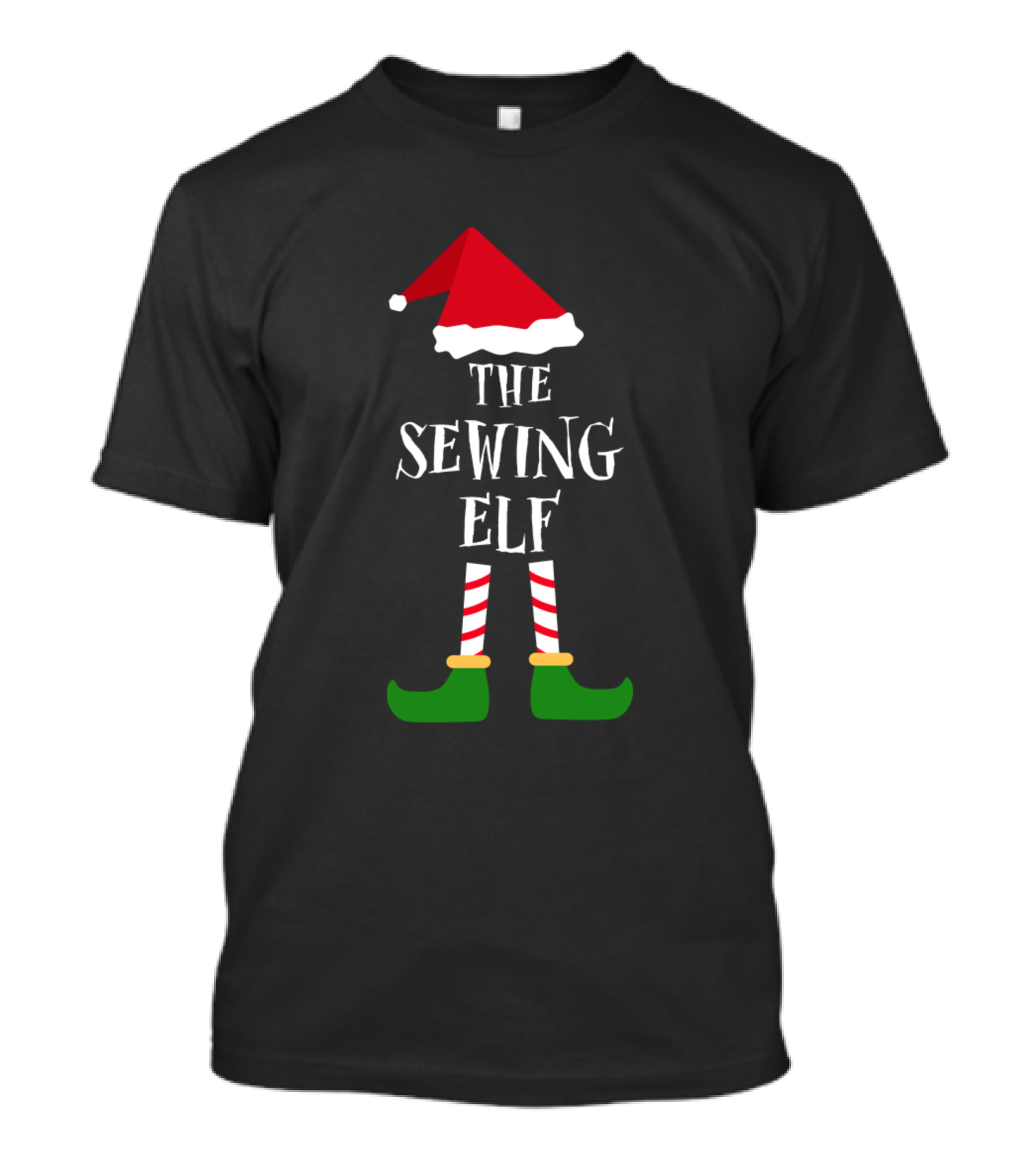 The Sewing Elf Christmas Gaming Santa Hat Green Shoes T-Shirt