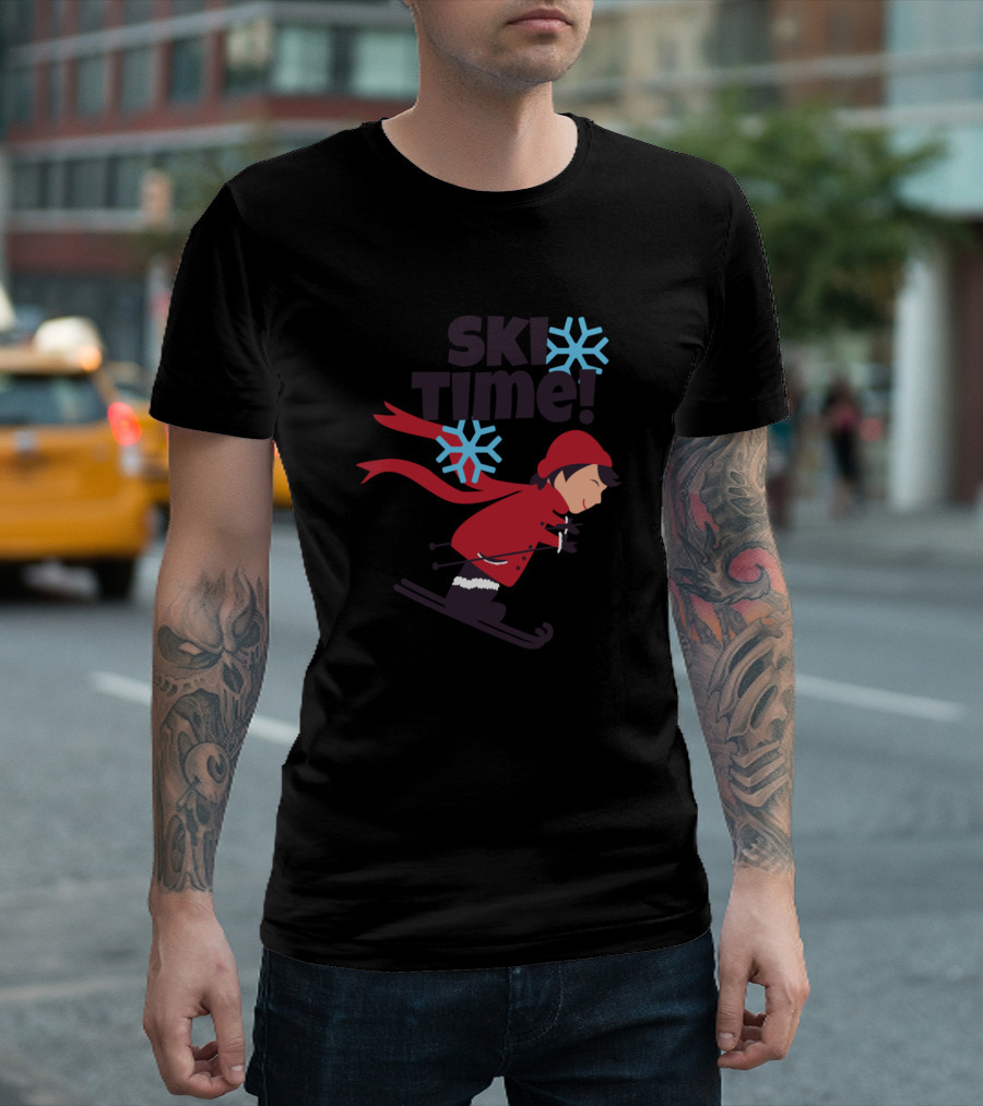 SKI TIME Snowflake Ski Rider T-Shirt
