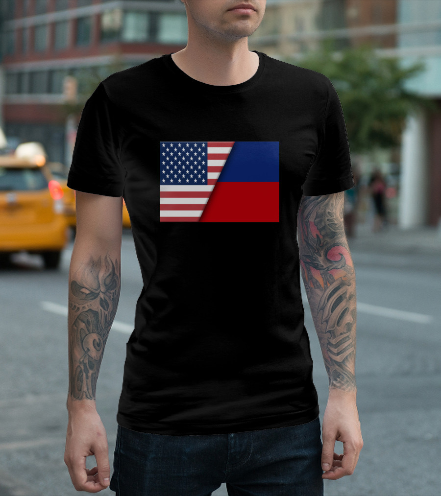 Usa Flag Haiti Haitian Flag Immigrant Ancestry Hom Unity Heritage T-Shirt