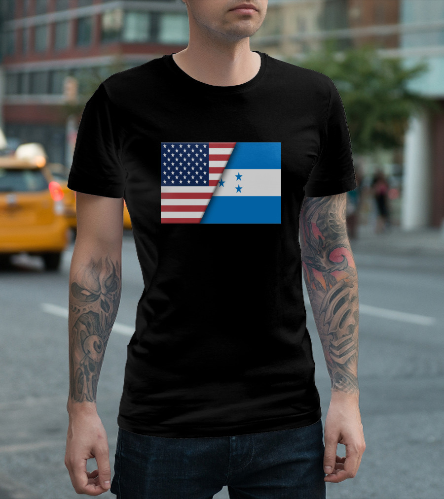 USA Flag Honduras Honduran Flag Immigrant Ancestry Dual Nationality Heritage T-Shirt