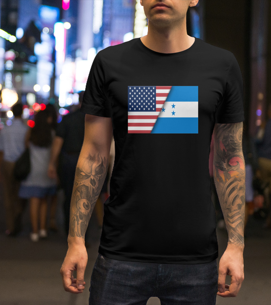 USA Flag Honduras Honduran Flag Immigrant Ancestry Dual Nationality Heritage T-Shirt