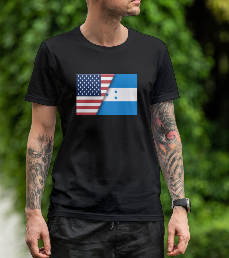 USA Flag Honduras Honduran Flag Immigrant Ancestry Dual Nationality Heritage T-Shirt