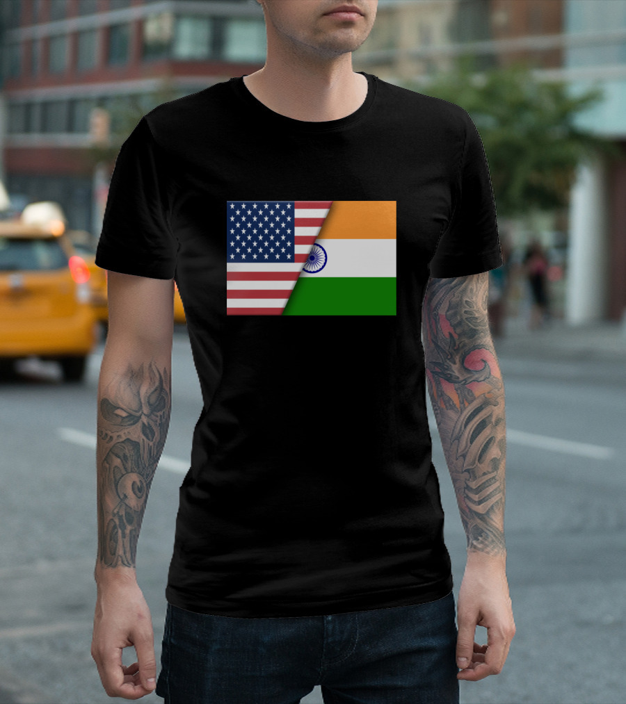 USA Flag India Indian Flag Immigrant Ancestry Home Connection T-Shirt