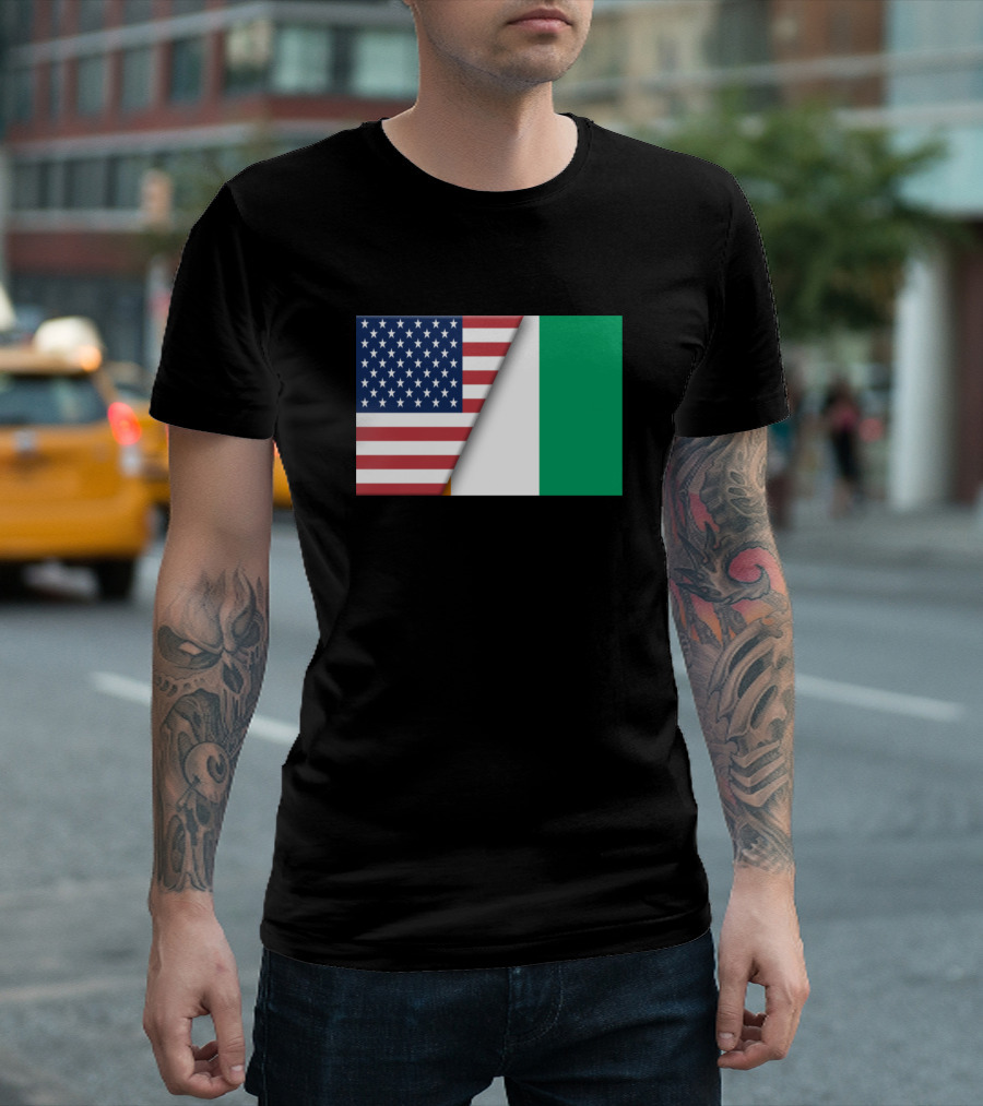 Usa Flag Ivory Coast Immigrant Ancestry Homeland Dual Flags T-Shirt