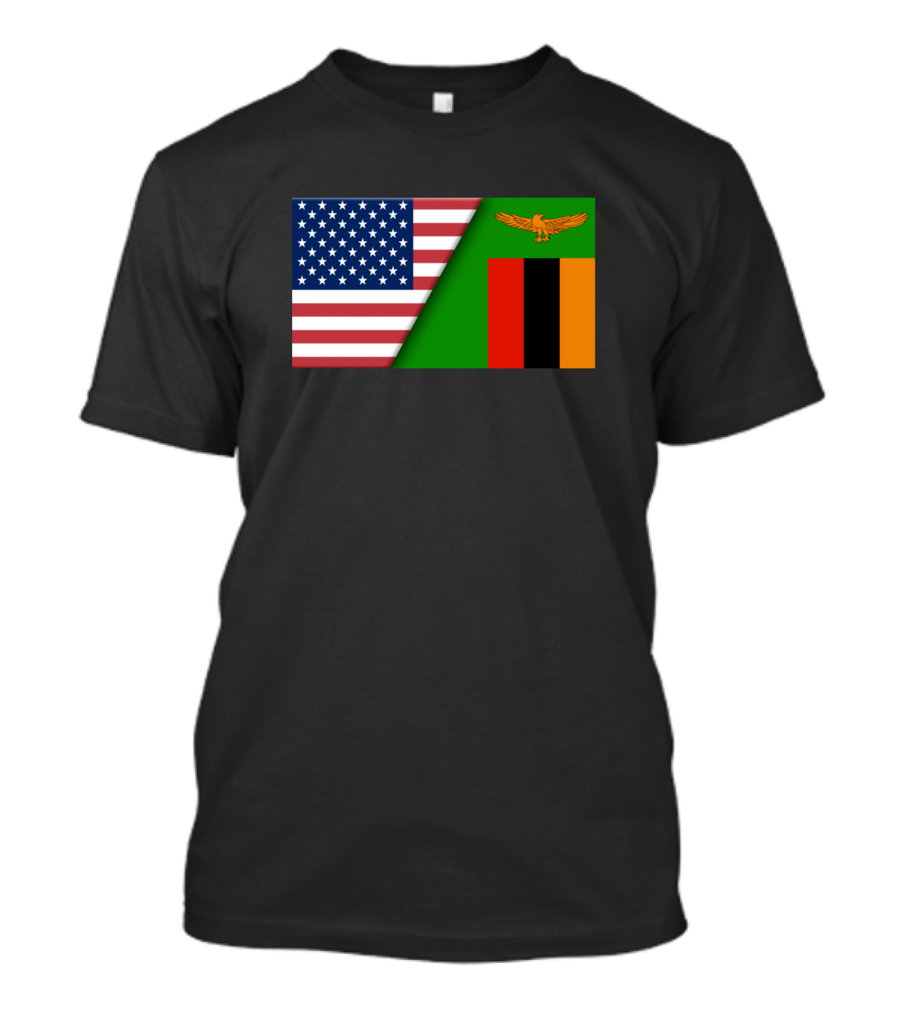 Usa Flag Zambia Flag Immigrant Ancestry Homeland Heritage Connection T-Shirt
