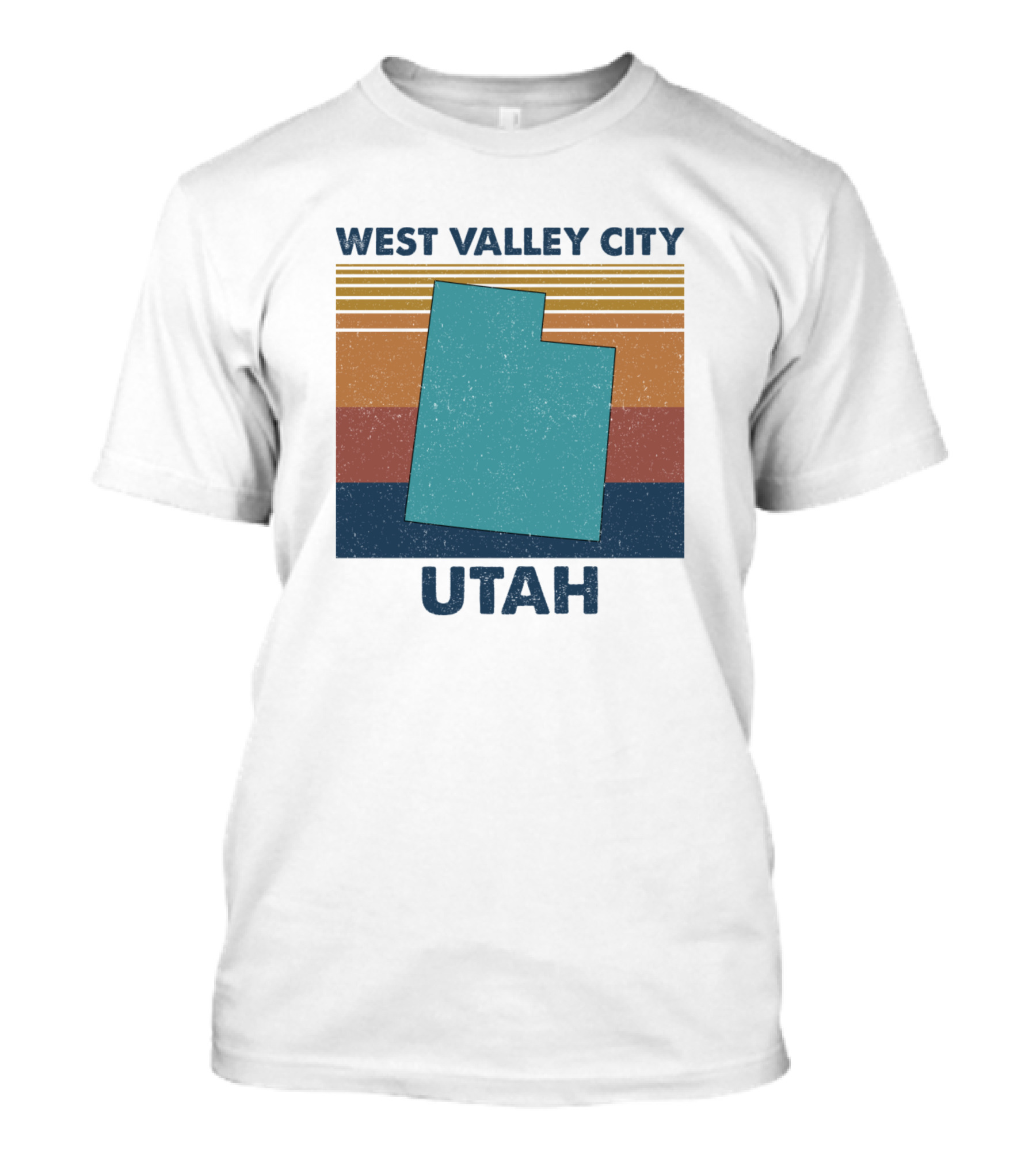 West Valley City Utah Vintage Stripes And State Outline T-Shirt