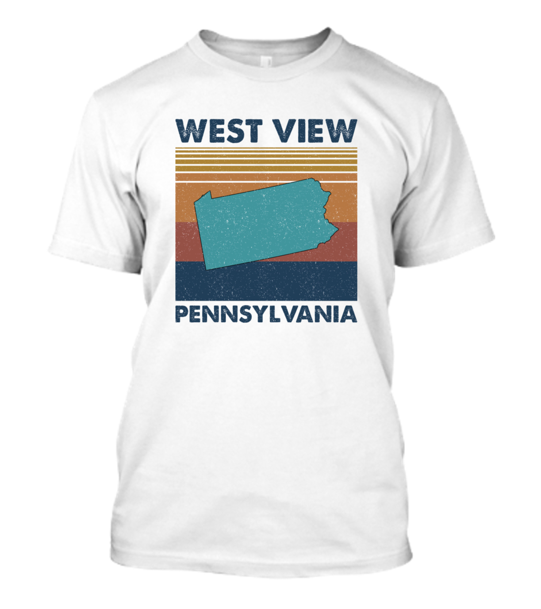 West View Pennsylvania Vintage Stripes And State Outline T-Shirt