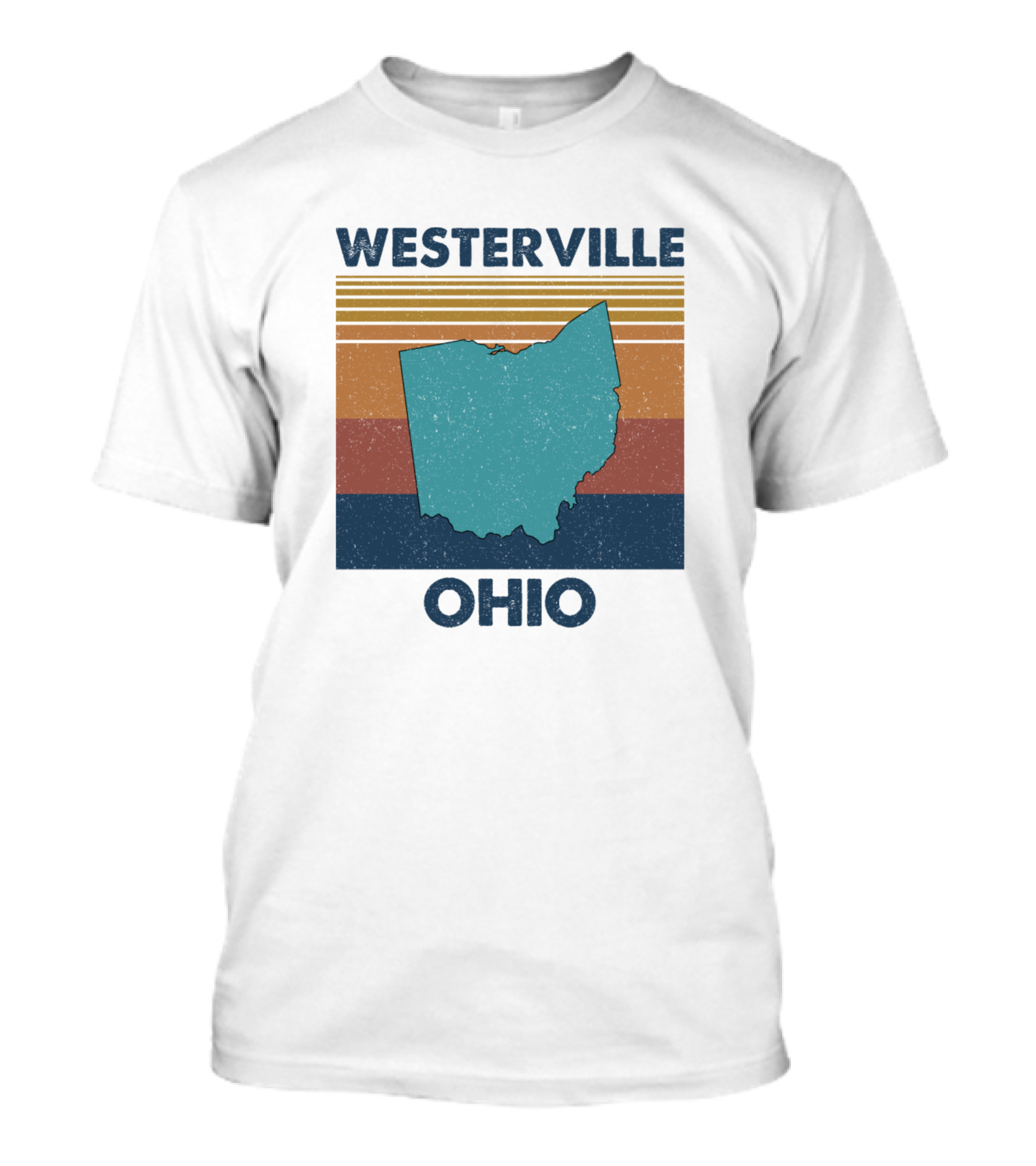Westerville Ohio Retro Stripes With State T-Shirt