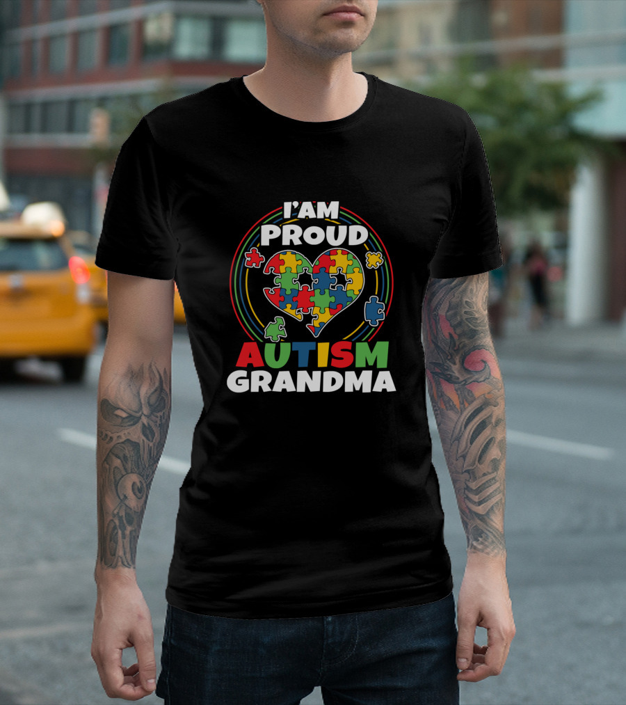 I'm Proud Autism Grandma Puzzle Heart Awareness T-Shirt