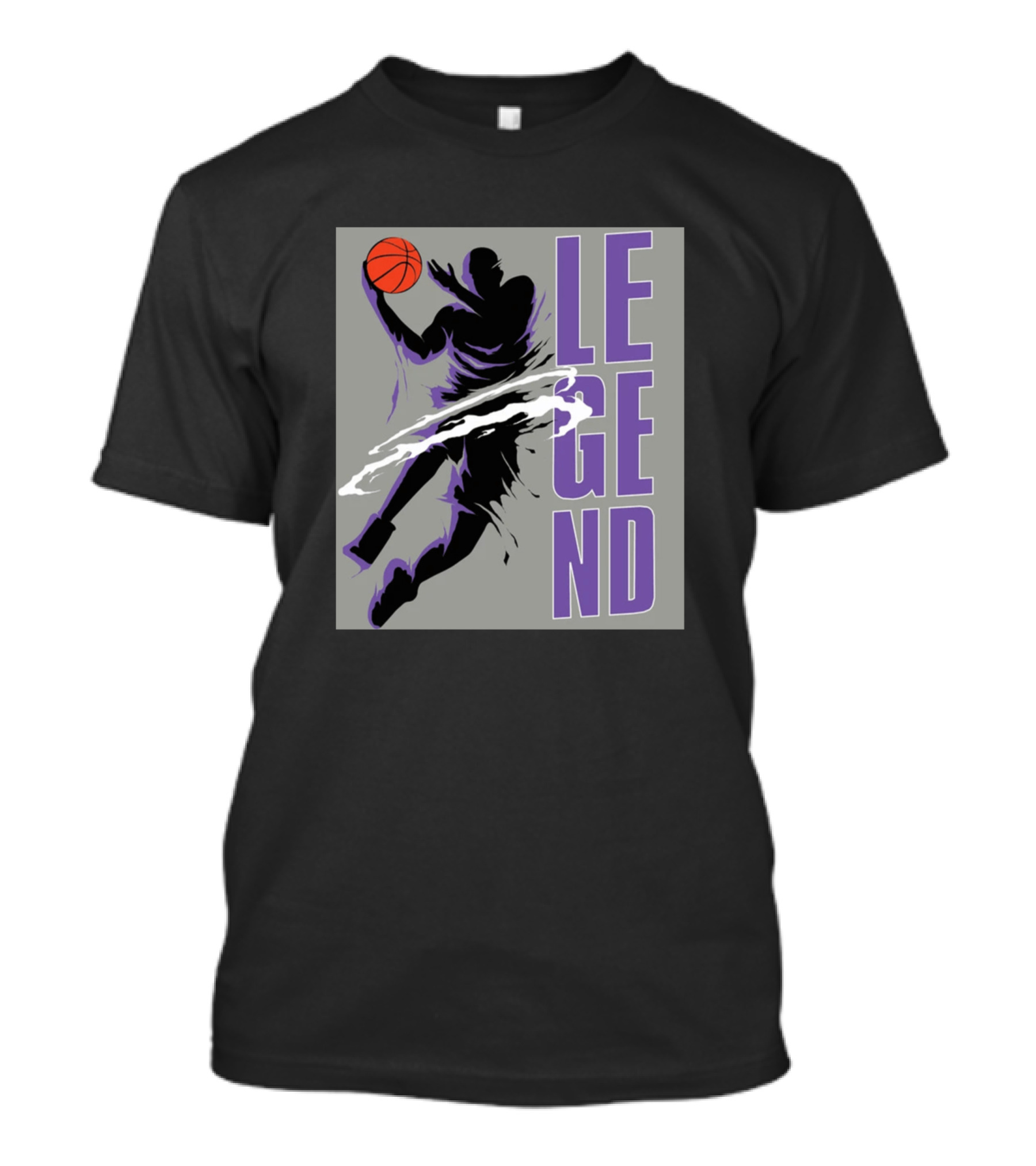 Basketball Legend Silhouette With Orange Ball And Purple Legend Text T-Shirt
