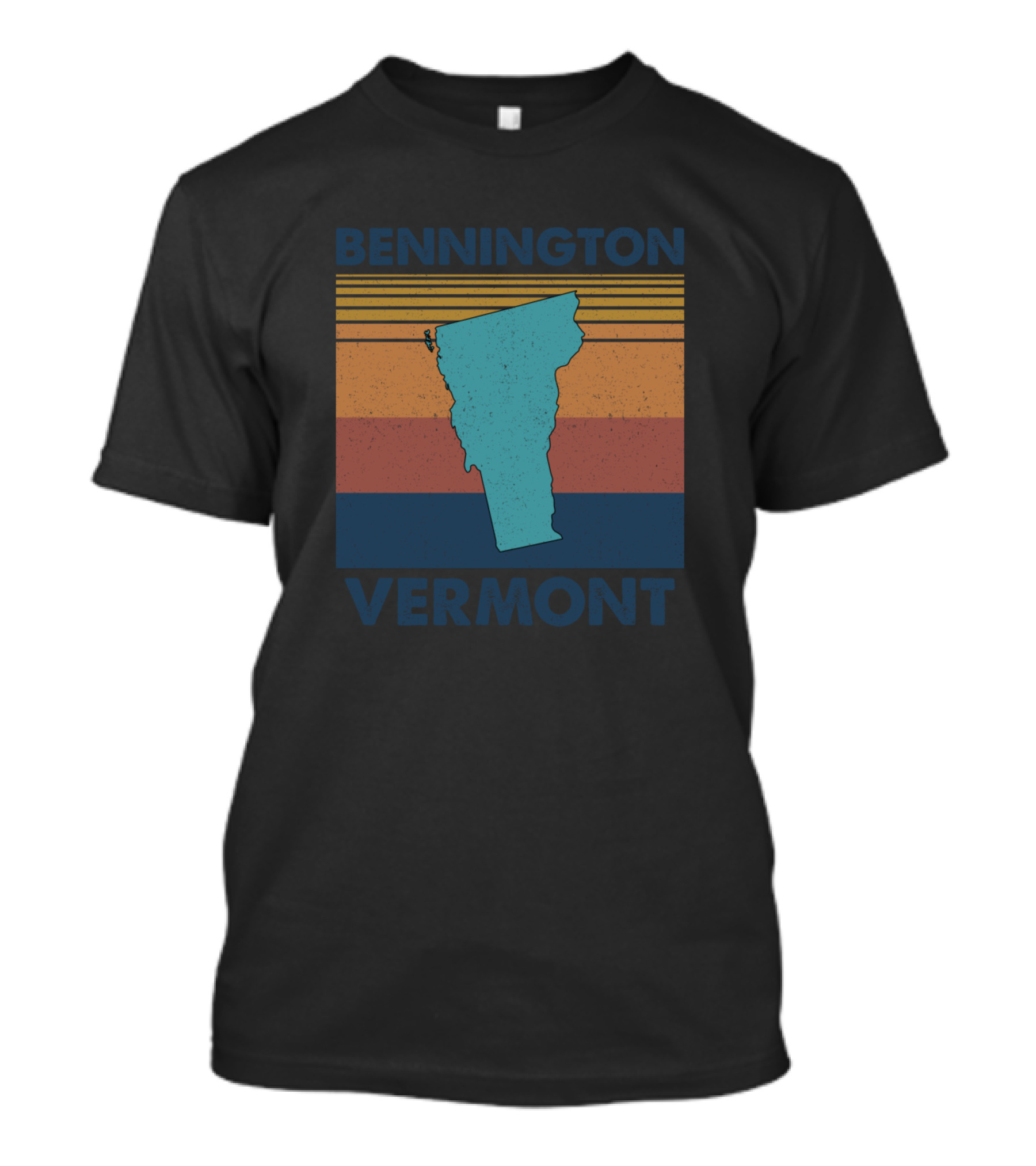 Bennington Vermont Vintage Map Retro Stripes T-Shirt