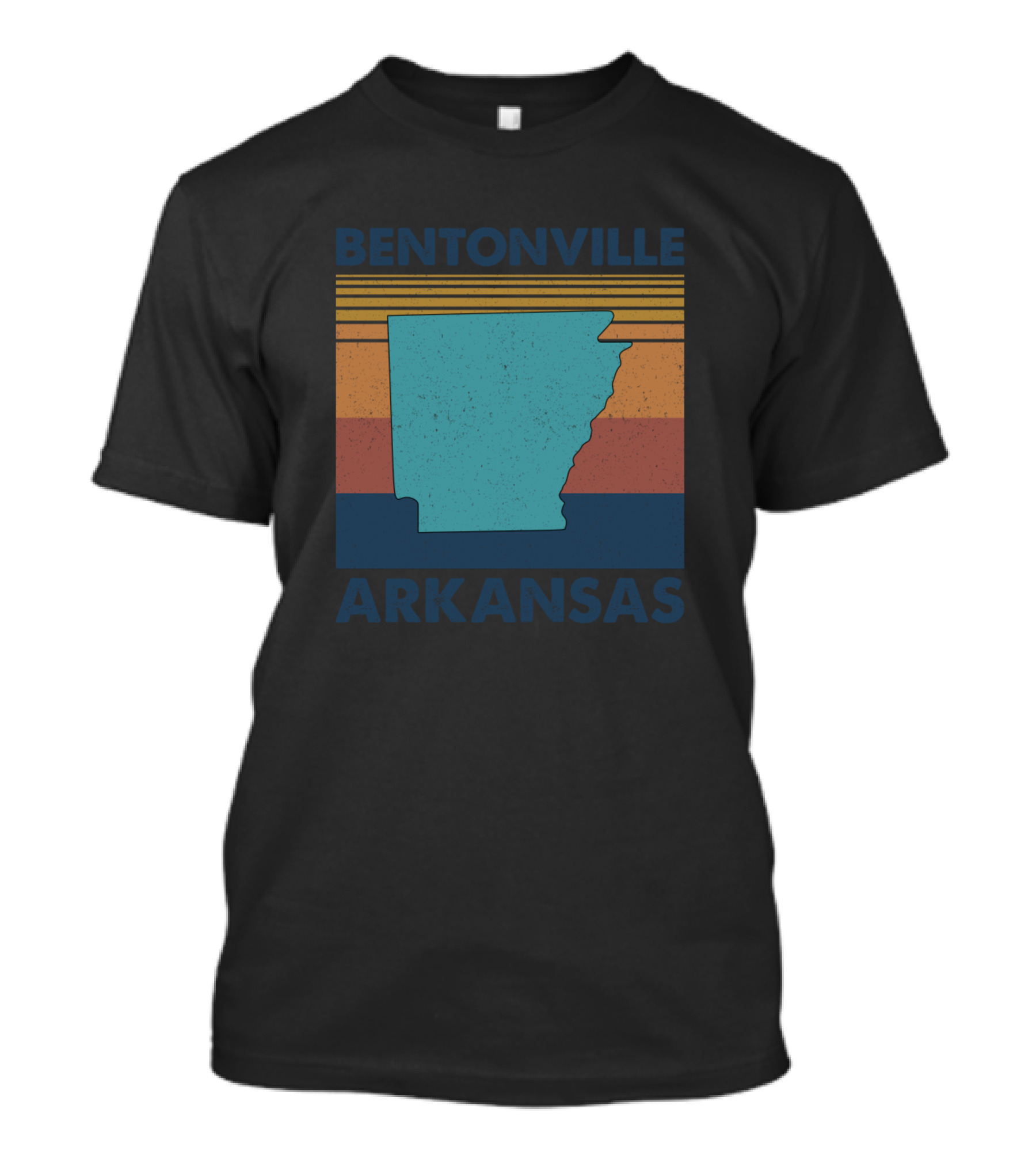 Bentonville Arkansas Vintage State Outline Retro Stripes T-Shirt
