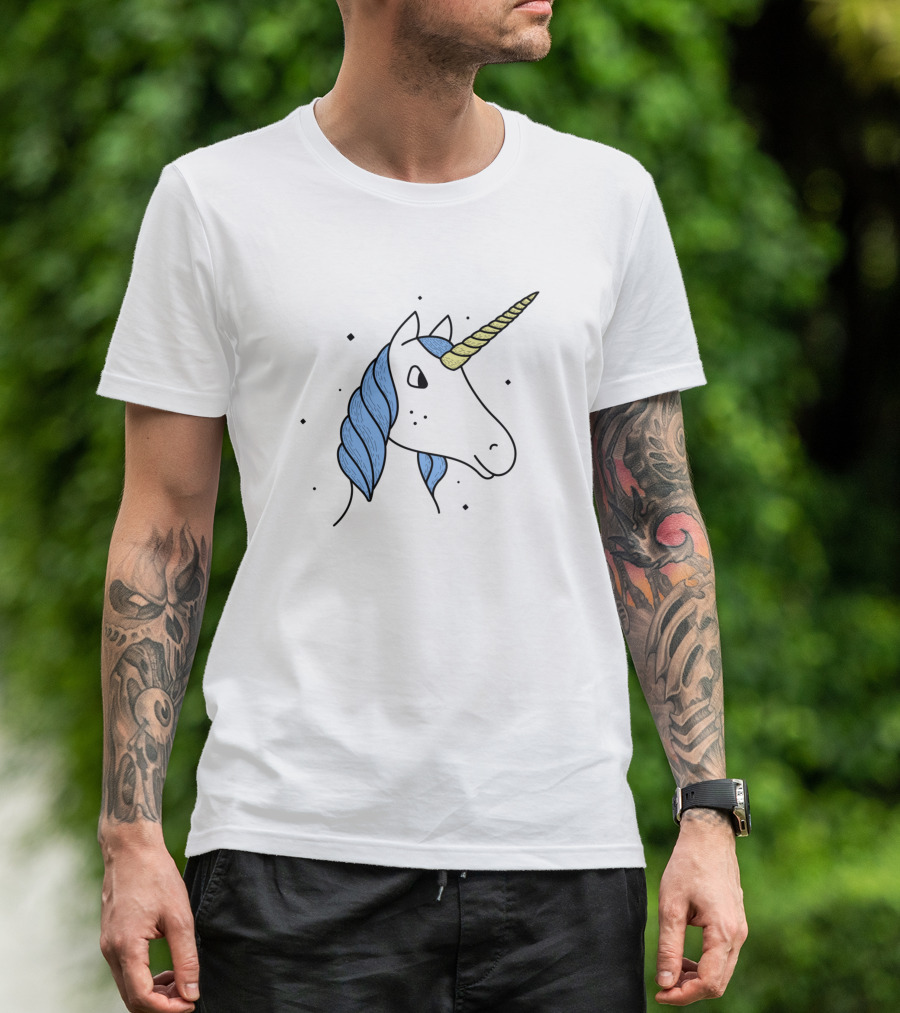 Blue Unicorn With Yellow Horn T-Shirt