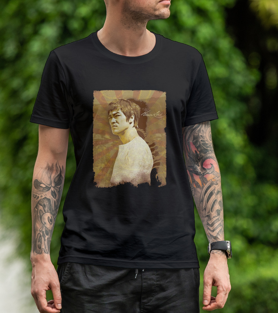 Bruce Lee Sunburst Sepia T-Shirt