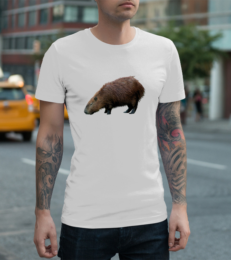 Capybara Colorful Creature on Charcoal Background T-Shirt