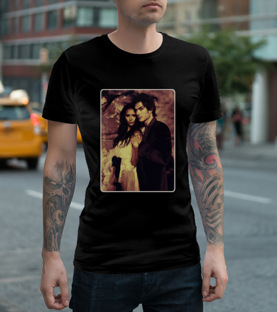 Damon Elena Delena Tvd Scene Romantic T-Shirt
