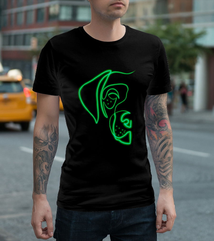 Dog Neon Green Glowing Style Illuminated Outline T-Shirt