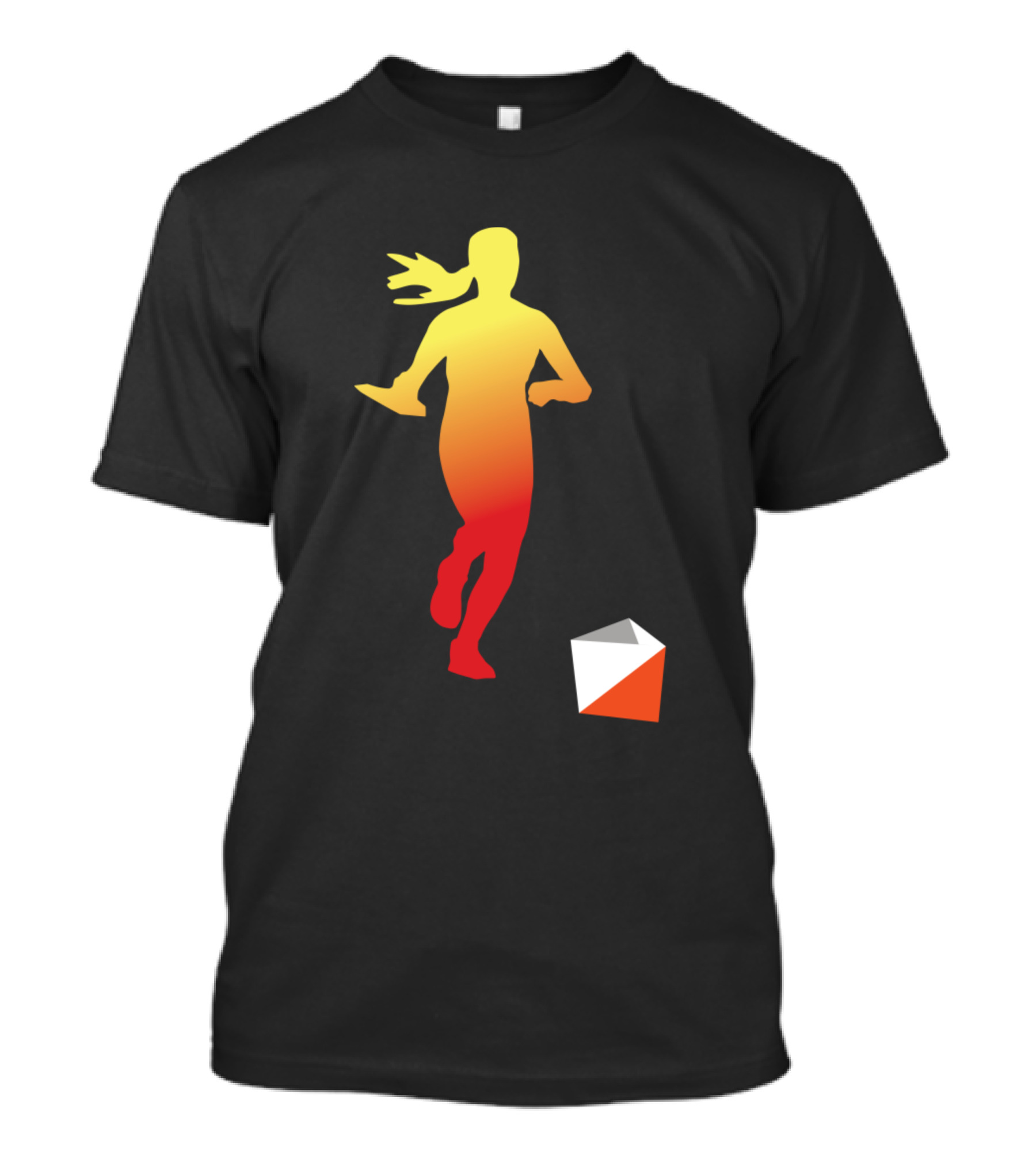 Female Orienteer Running Gradient Silhouette With Control Marker T-Shirt