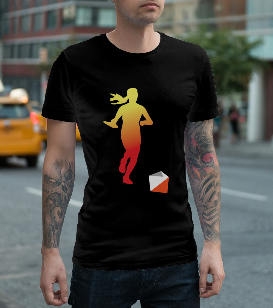 Female Orienteer Running Gradient Silhouette With Control Marker T-Shirt