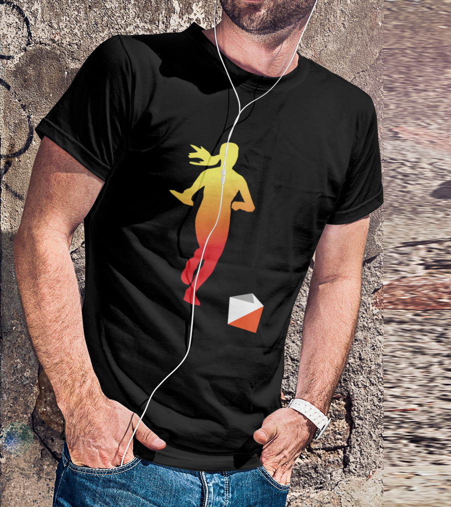 Female Orienteer Running Gradient Silhouette With Control Marker T-Shirt