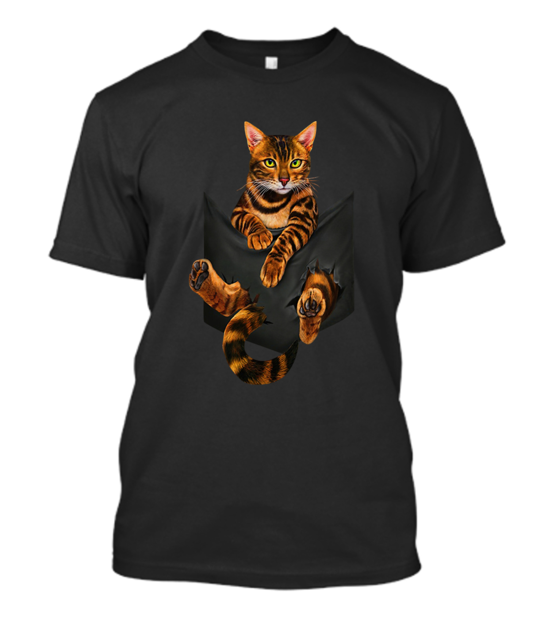 I Lovecat Bengal Tiger Striped Cat In Pocket T-Shirt