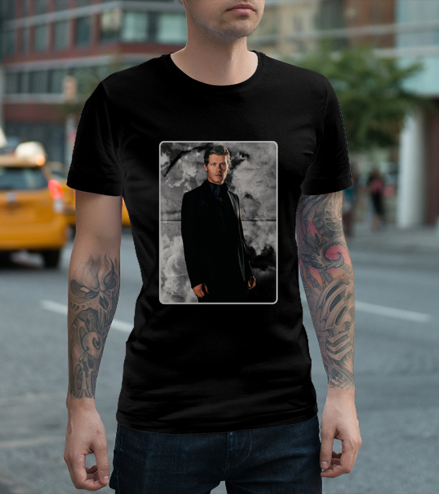 Klaus Mikaelson Portrait Dark Suit Clouds Background T-Shirt