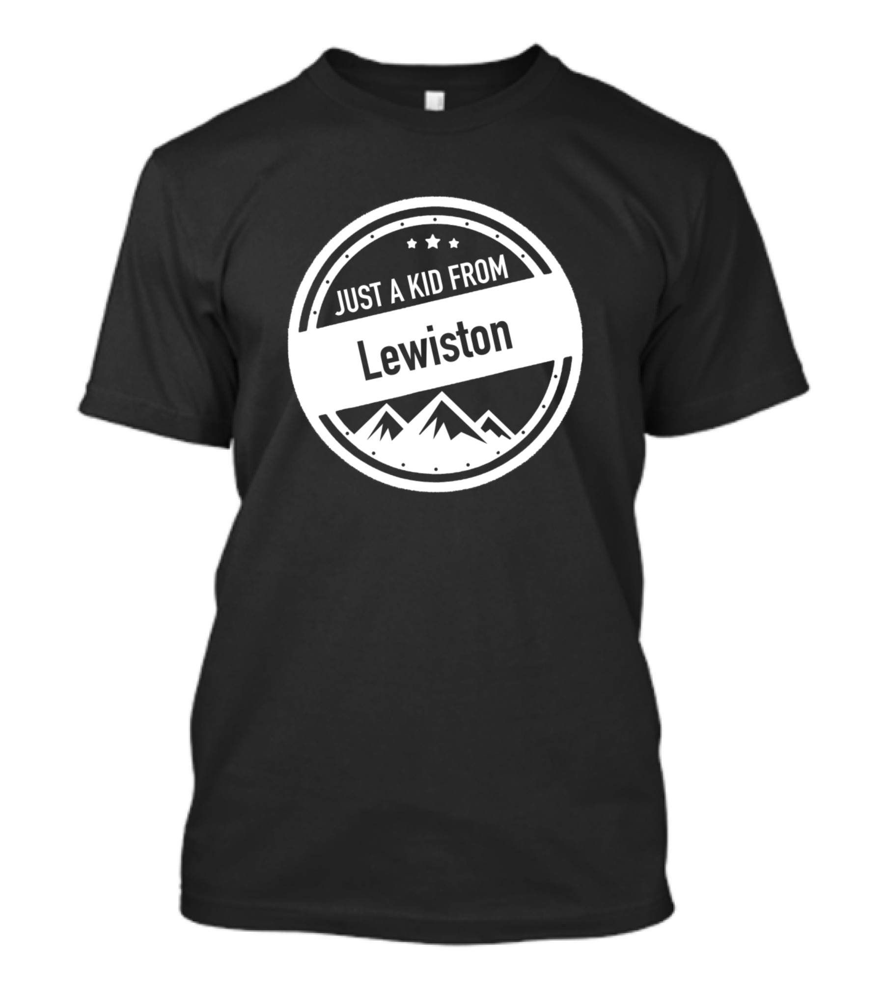 Just A Kid From Lewiston Idaho Badge With Mountains And Stars T-Shirt